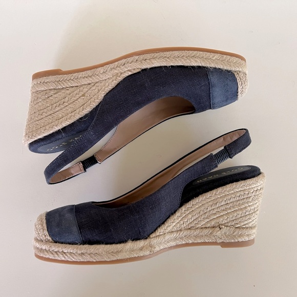 Cole Haan Cloudfeel Denim Slingback Espadrille Wedge Pumps, Navy, 6.5B - Picture 12 of 12